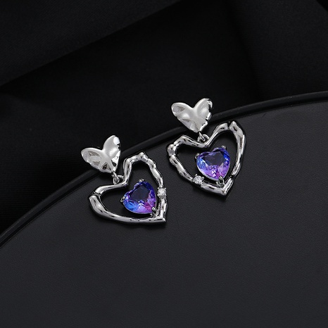 Modern Style Heart Shape Copper Earrings Plating Zircon Copper Earrings's discount tags