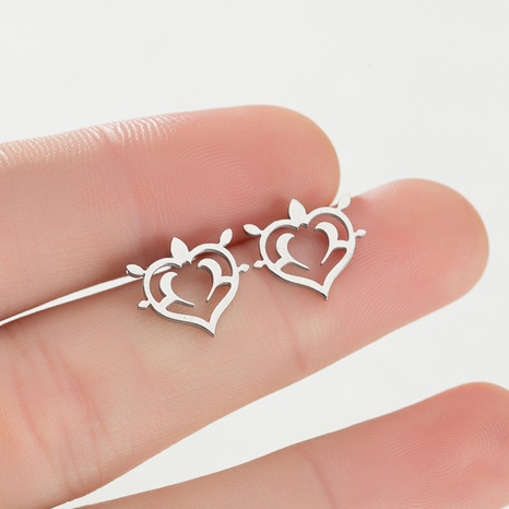 Fashion Heart Shape Stainless Steel Ear Studs Plating No Inlaid Stainless Steel Earrings's discount tags
