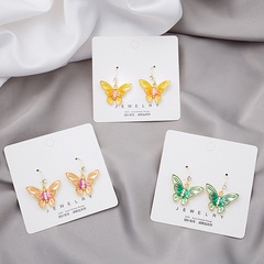 Fashion Butterfly Alloy Paint Rhinestone Earrings