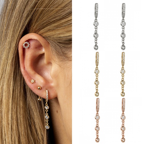 Fashion Water Drop Copper Dangling Earrings Zircon Copper Earrings's discount tags