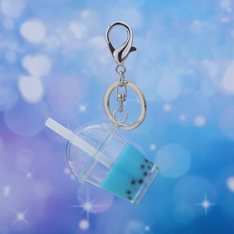 Fashion Blue Pearl Milk Tea Acrylic Keychain Pendant Backpack Ornament Accessories's discount tags