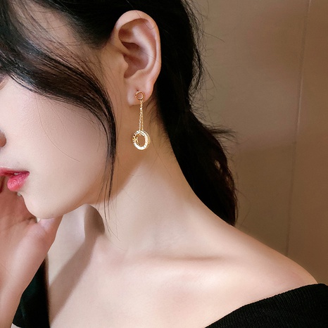 Korean Style Circle Alloy Hollow Out Zircon Drop Earrings's discount tags