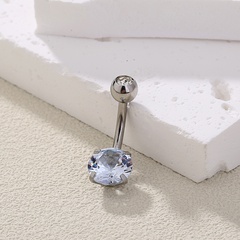 Punk Geometric Stainless Steel Plating Zircon Belly Ring 1 Piece