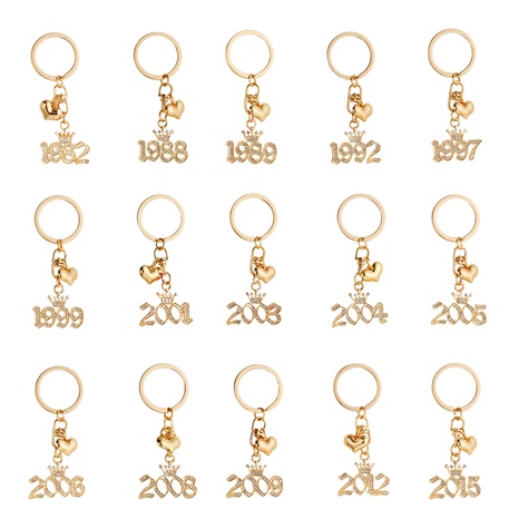Alloy Diamond Series Key Chain Crown Shape Year Digital Key Chain Birthday Gift Blessing's discount tags