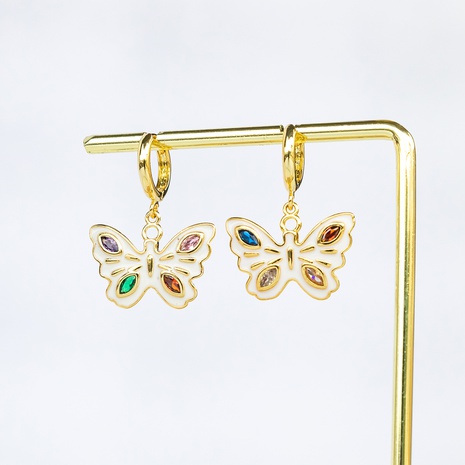Mode Schmetterling Kupfer Ohrringe Überzug Zirkon Kupfer Ohrringe's discount tags