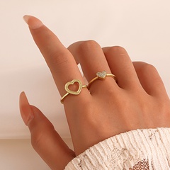 Fashion Heart Shape Copper Rings Hollow Out Zircon Copper Rings