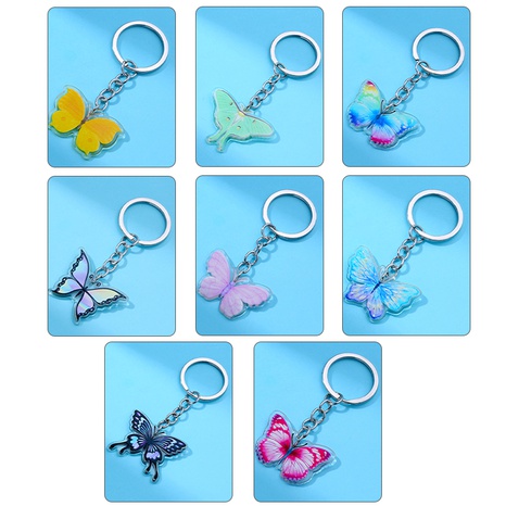 Cute Acrylic Colorized Butterfly Keychain Fashion Butterfly Ornaments Bag Schoolbag Keychain's discount tags