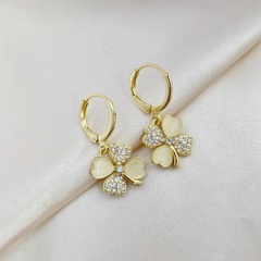 Fashion Flower Inlay Rhinestone Opal Alloy Earrings