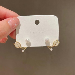 INS Style Flower Artificial Pearls Opal Alloy Ear Studs