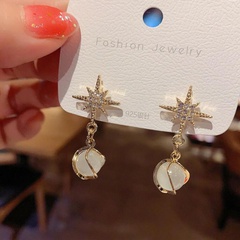 Fashion Star Alloy Rhinestone Opal Drop Earrings 1 Pair