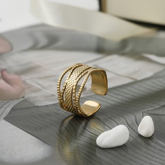 Fashion Geometric Stainless Steel Open Ring Stripe Plating No Inlaid Stainless Steel Rings