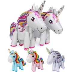 Children's toys 3D three-dimensional rainbow horse unicorn party aluminum foil balloon
