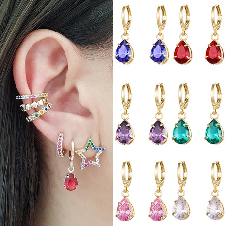 Shiny Water Droplets Copper Drop Earrings Artificial Rhinestones Copper Earrings's discount tags
