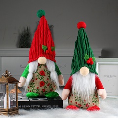 Cute Cherry Faceless Creative Red and Green Hooded Dwarf Doll Table Decorations