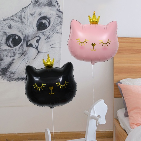 Katze mit schwarzer-rosa hintergrund für alufolie ballons's discount tags