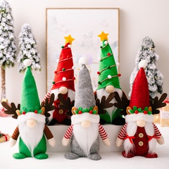Sombrero de asta Árbol de Navidad Sombrero de estrella de cinco puntas Muñeco Rudolf sin rostro Decoraciones navideñas