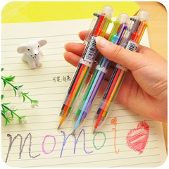 Joli stylo à bille multifonction à tige transparente multicolore
