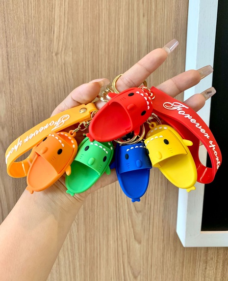 Cute Letter Slippers Silica Gel Metal Keychain's discount tags