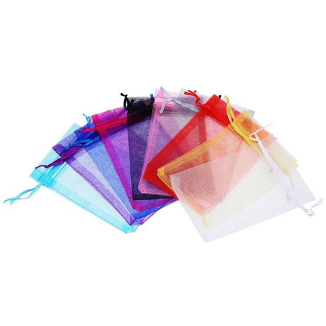 Solid Color Organza Jewelry Bag Transparent Mesh Drawstring Pocket Gift Candy Bag Wholesale's discount tags