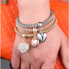 Fashion Heart Shape Alloy Inlay Rhinestone Bracelets
