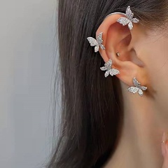 Fashion Butterfly Alloy Inlay Artificial Rhinestones Ear clips
