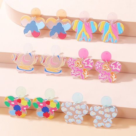 Cute Multicolor Arylic Printing Butterfly Ear Studs's discount tags