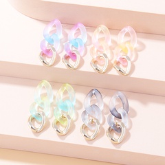 Sweet Gradient Color Arylic Aluminum Chain Drop Earrings