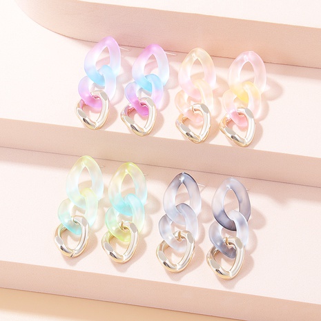 Sweet Gradient Color Arylic Aluminum Chain Drop Earrings's discount tags