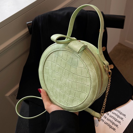 Fashion Solid Color Round Zipper Circle Bag's discount tags
