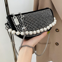 Mode Geometrisch Perle Niet Kette Halbkreis Reißverschluss Satteltasche