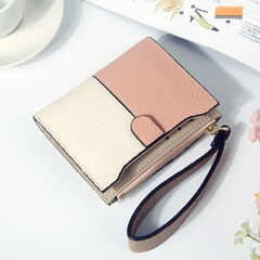 Fashion Color Block Embossing Square Zipper hasp Small Wallet