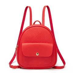 Fashion Solid Color Soft Surface Square Zipper Classic Backpack
