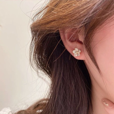 Mode Blume Legierung Inlay Künstliche Strasssteine Künstliche Perlen Hängende Ohrringe's discount tags