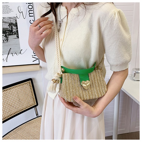 Fashion Solid Color Square Magnetic Buckle Straw Bag's discount tags
