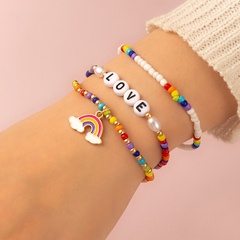 Bohemian Geometric Letter Rainbow Resin Beaded Bracelets 1 Set