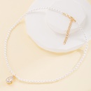 Fashion Letter Water Droplets Imitation Pearl Pendant Necklace Pearl Zircon Copper Necklacespicture5