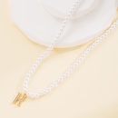 Fashion Letter Water Droplets Imitation Pearl Pendant Necklace Pearl Zircon Copper Necklacespicture6