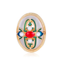 Baroque Style Geometric Alloy Inlay Artificial Pearl Brooches