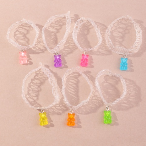 Ensemble de collier de cordon de couleur unie de dessin animé d'ours de couleur mélangée simple pour enfants's discount tags