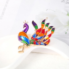 Ethnic Style Peacock Alloy Painted Lacquer Painting Brooches 1 Piece