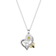 Simple Style Animal Sunflower Heart Shape Alloy Inlay Rhinestone Pendant Necklace 1 Piece