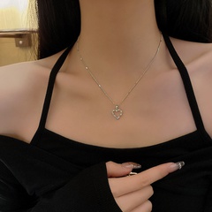Fashion Heart Shape Stainless Steel Pendant Necklace Plating Inlay Zircon Stainless Steel Necklaces