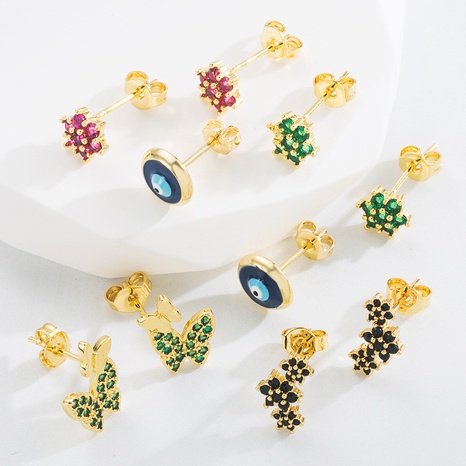 Mode Schmetterling Kupfer Ohrringe Inlay Künstliche Edelsteine Kupfer Ohrringe's discount tags