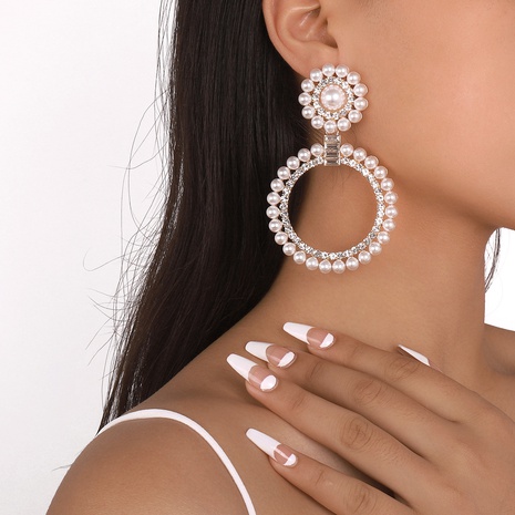 Mode Geometrisch Legierung Inlay Künstliche Perle Strass Ohrringe 1 Paar's discount tags