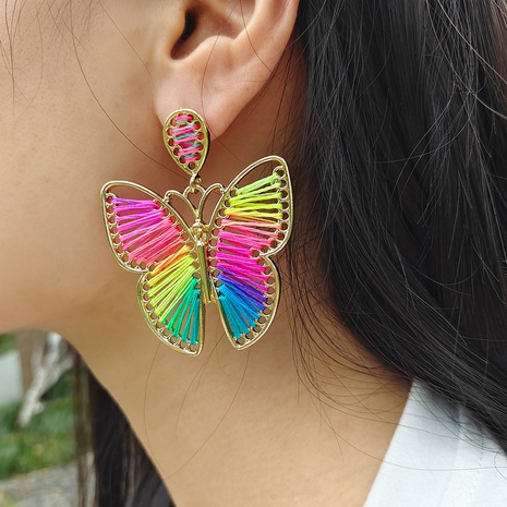 Bohemian Butterfly Cloth Metal Splicing Earrings's discount tags
