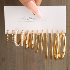 Einfacher Stil C-Form Gemischte Materialien Inlay Künstliche Perlen Ohrringe 6 Paare