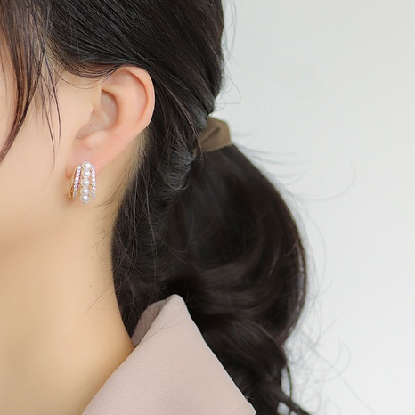 Retro Geometrisch Kupfer Ohrringe Überzug Künstliche Strasssteine Künstliche Perlen Kupfer Ohrringe's discount tags
