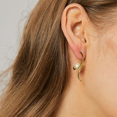 Simple Style The Answer Copper Drop Earrings Artificial Pearls Copper Earrings