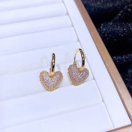 Simple Style Heart Shape Copper Drop Earrings Inlay Zircon Copper Earrings's discount tags