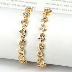 Fashion Star Heart Shape Copper Bracelets Inlay Zircon Copper Bracelets